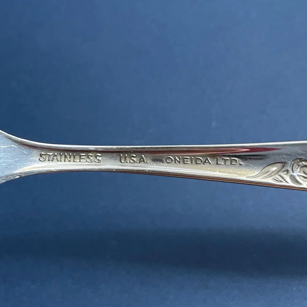 Oneida Stainless Flatware Rose Duet 3 Salad Dessert Forks HTF Pattern Made USA
